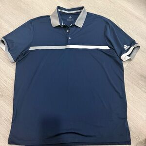 Adidas Men's Navy Polo with Light Gray Trim